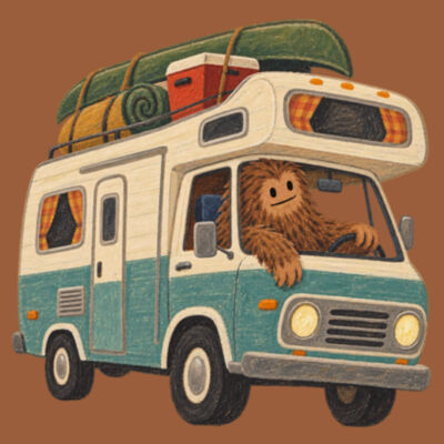 Bigfoot Driving Camper Tee Design